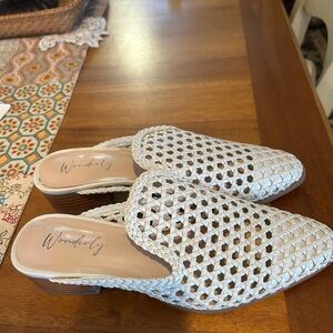 Wonderly Cream Woven Mules